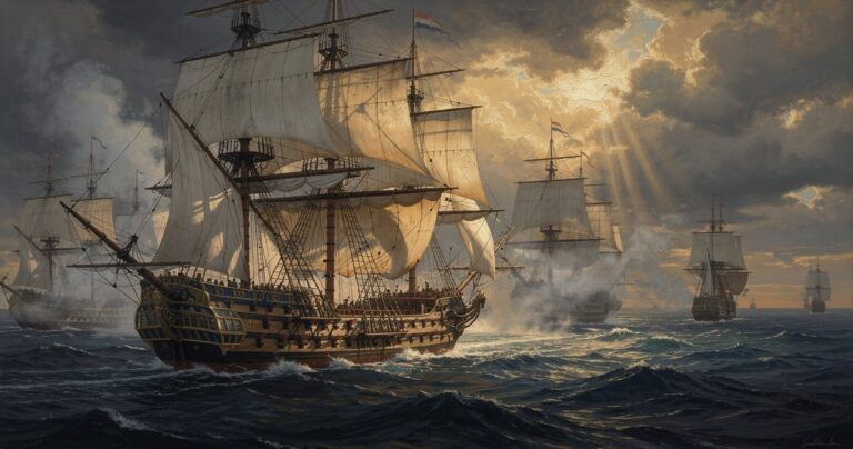 Vaisseaux de ligne en formation de combat lors de la bataille de Trafalgar