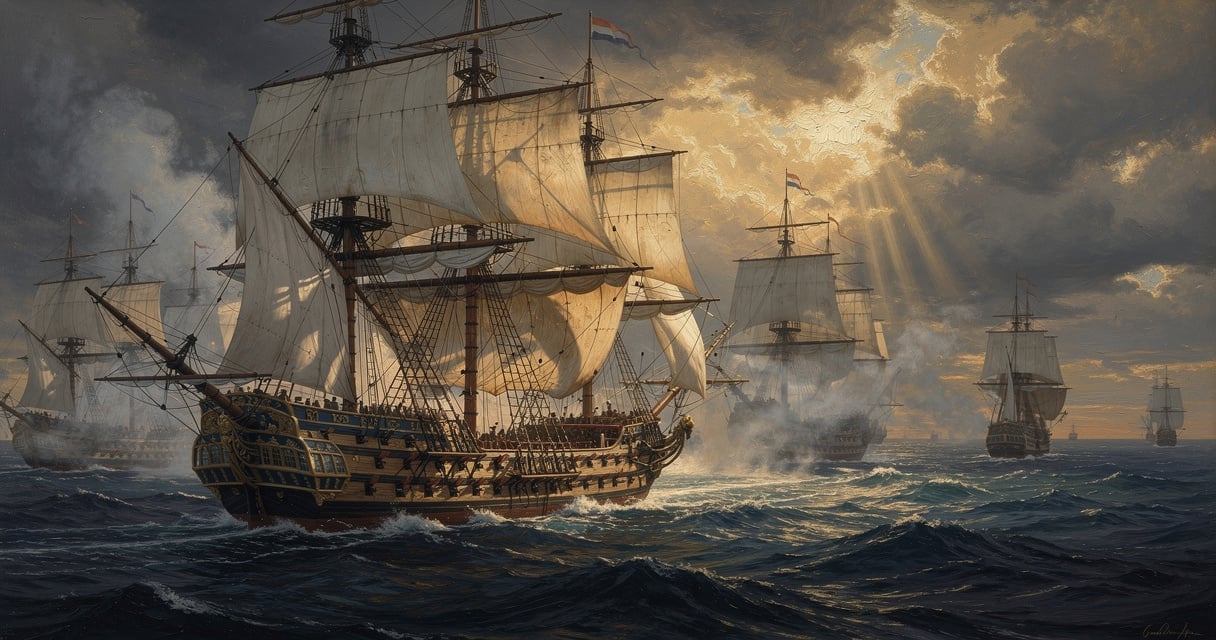 Vaisseaux de ligne en formation de combat lors de la bataille de Trafalgar