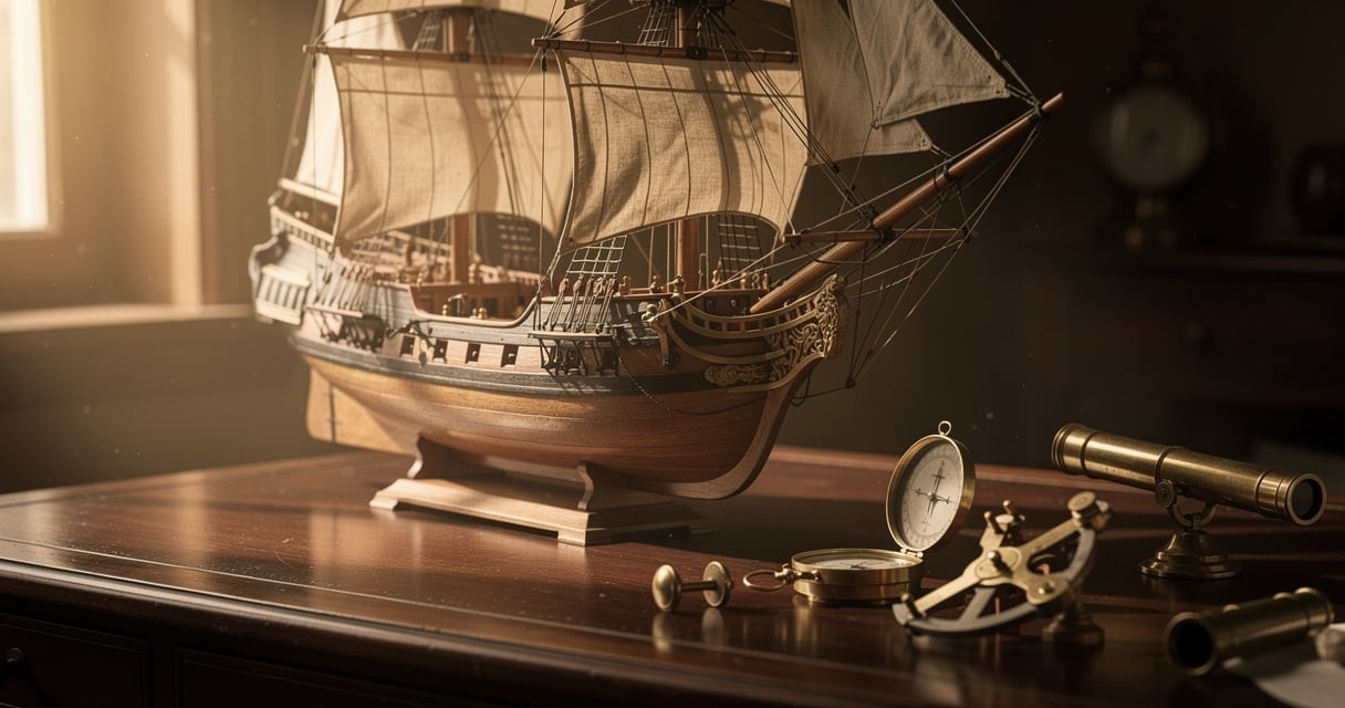 Modèle de vaisseau ancien du XVIIIe siècle avec son gréement détaillé